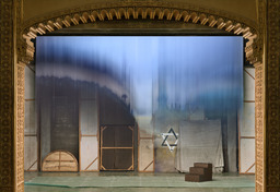 Raising of the Constellation backdrop reveals backstage flats