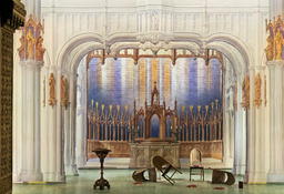 Raising the backdrop in the Cathedral scene