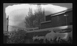 Cartwrights roof and Hewett House backyard in the snow, Santa Fe, New Mexico