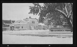 Front of the Hewett House and Lincoln Ave, Santa Fe, New Mexico